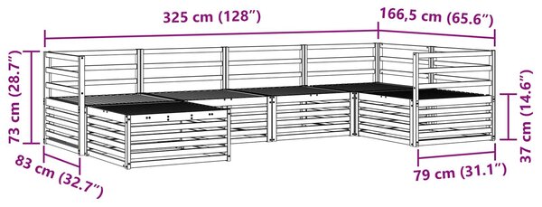 VidaXL Kültéri kanapé szett 6 pcs Természetes Tömör Akácfa
