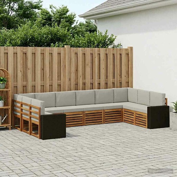VidaXL Szegmentált kanapé szett 10 pcs Természetes és Világosszürke