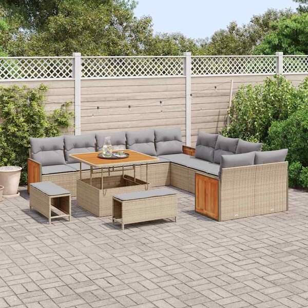 VidaXL Kerti Kanapé Szett párnával 13 pcs Beige és Világosszürke