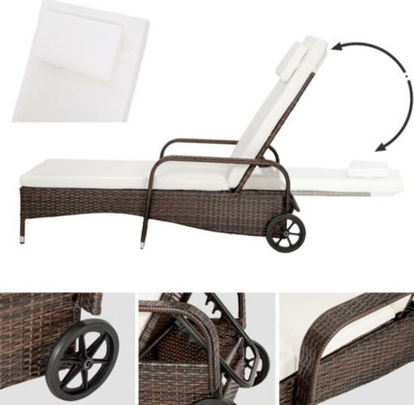 Elegáns rattan kerti nyugágy 3 színben, párnával - Fekete
