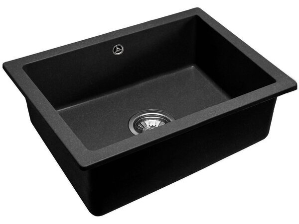 Rea Nels, 1 rekeszes gránit mosogató 560x465x200mm, fekete, ZLE-00109