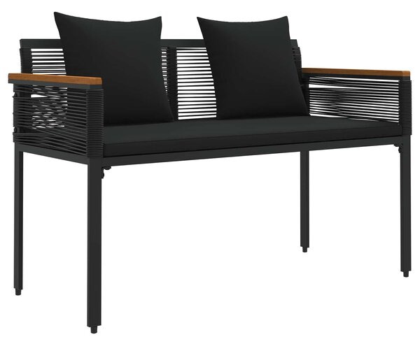 VidaXL Kerti pad párnával Fekete 117 x 54 x 74.5 cm polirattan