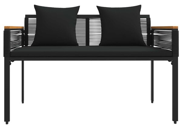 VidaXL Kerti pad párnával Fekete 117 x 54 x 74.5 cm polirattan