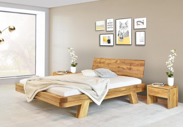 Gerendákból készült luxus tölgyfa ágy, lekerekített franciaágy, Mia 200 x 200