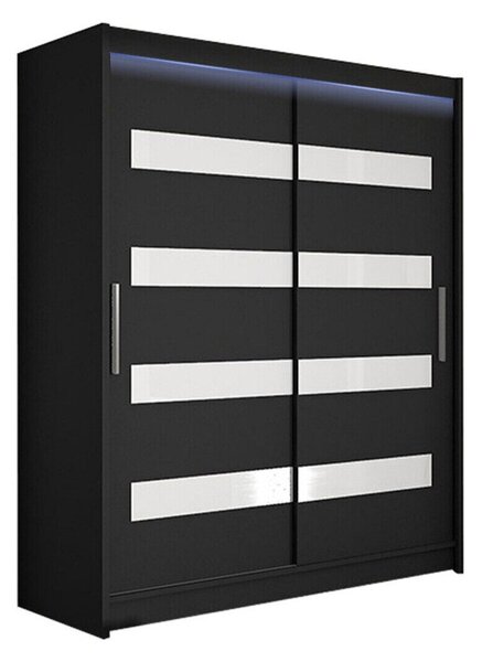 Gardróbszekrény Closico Camera IV, Laminált forgácslap, 200x150x58cm, Fekete