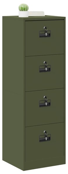 VidaXL Irattároló Szekrény fiókkal zárral Olajzöld 45,5 x 42 x 139 cm