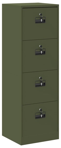 VidaXL Irattároló Szekrény fiókkal zárral Olajzöld 45,5 x 42 x 139 cm