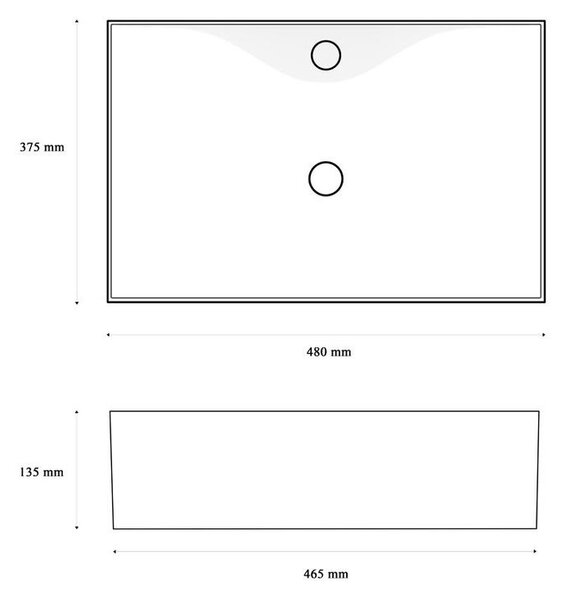 Gamma YOGI Pultra Szerelhető Mosdókagyló - 480x375x135 mm, Fehér