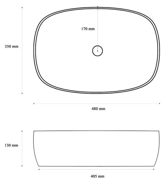 Gamma PINO Pultra Szerelhető Mosdókagyló - 480x350x130 mm, Fehér