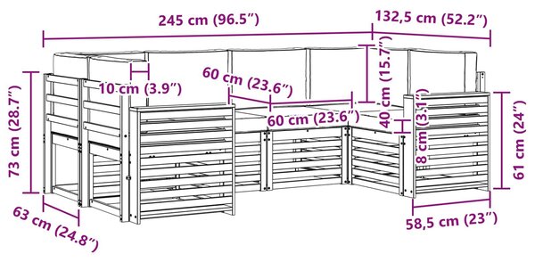 VidaXL Kültéri kanapé szett 6 pcs Fehér és Krém színű