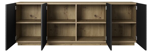 Asha komód 200 cm négyajtós - artisan / fekete matt