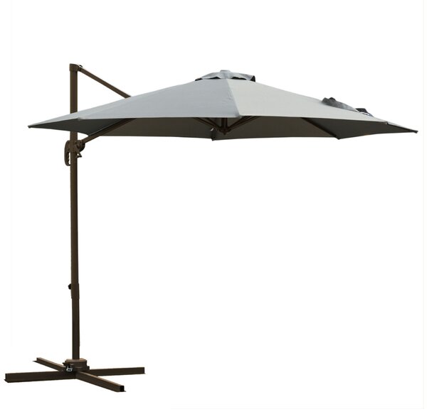 Outsunny Kerti Napernyő Karos Mechanizmussal, Állítható Dőlésszöggel, Ø2,95x2,5 m, Szürke