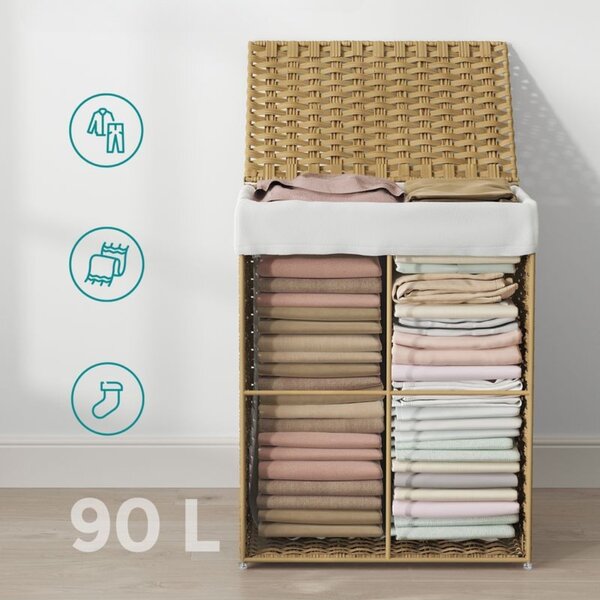 AVA műrattan ruháskosár, 90l, természetes barna SongmicsHome