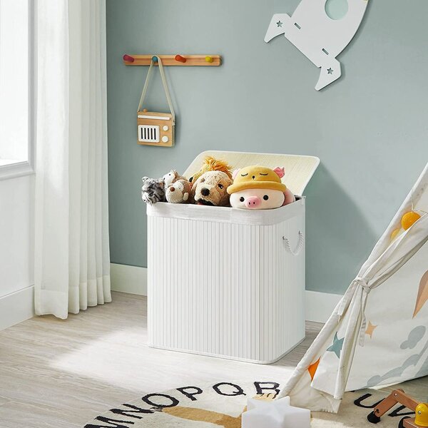 DORA bambusz szennyeskosár, 150 l, fehér SongmicsHome