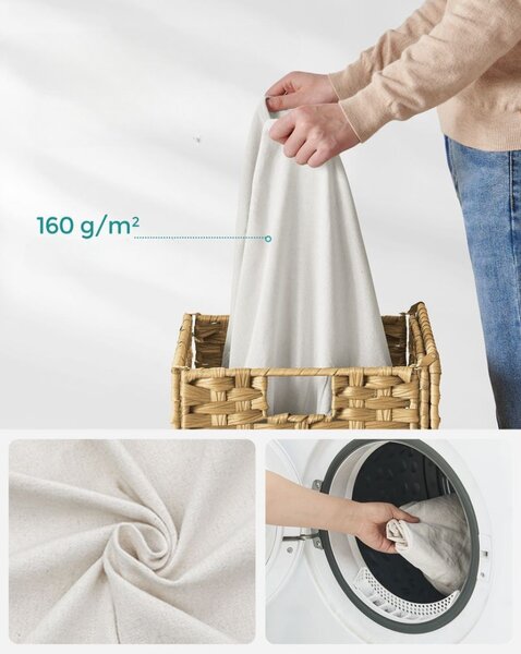 AVA műrattan ruháskosár, 90l, természetes barna SongmicsHome