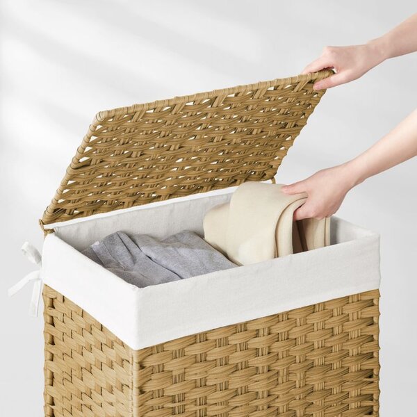 AVA műrattan ruháskosár, 90l, természetes barna SongmicsHome