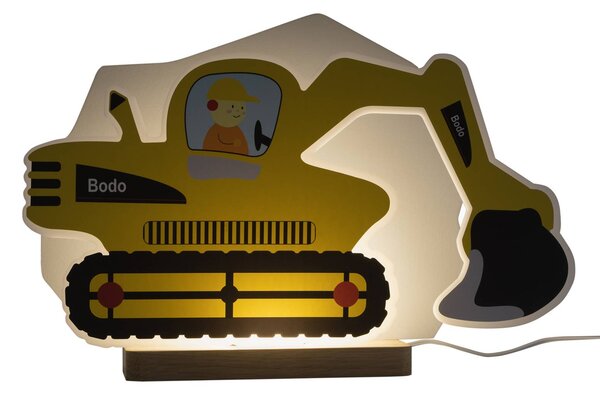 LED-es asztali lámpa excavator, sárga, 20 cm, fényerőszabályozható