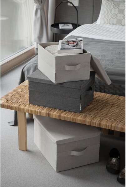 Bézs fedeles textil tárolódoboz 35x26x19 cm Soft Storage – Bigso