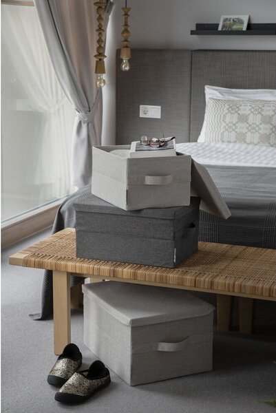 Bézs fedeles textil tárolódoboz 35x26x19 cm Soft Storage – Bigso