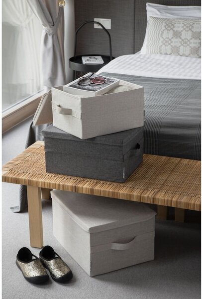 Bézs fedeles textil tárolódoboz 35x26x19 cm Soft Storage – Bigso
