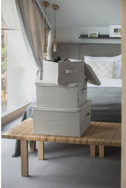 Bézs fedeles textil tárolódoboz 35x26x19 cm Soft Storage – Bigso