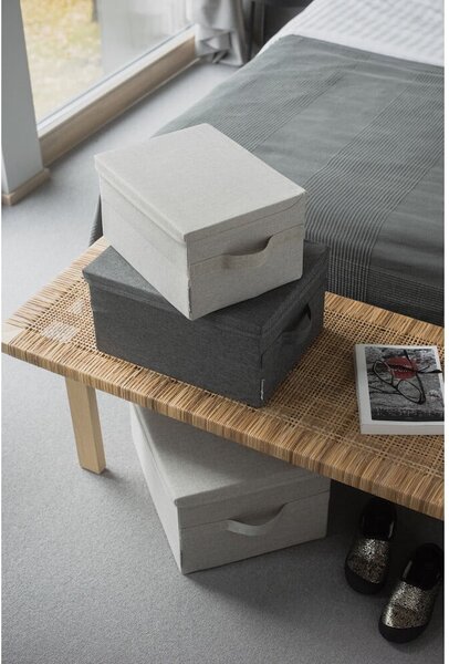 Bézs fedeles textil tárolódoboz 35x26x19 cm Soft Storage – Bigso