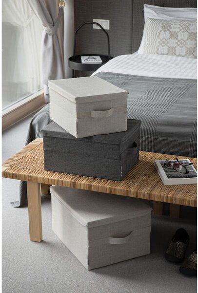 Bézs fedeles textil tárolódoboz 35x26x19 cm Soft Storage – Bigso