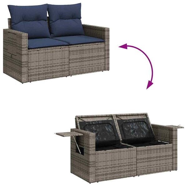 VidaXL 6 részes szürke polyrattan kerti ülőgarnitúra párnákkal