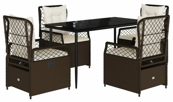 VidaXL 5 részes barna polyrattan kerti étkezőgarnitúra párnákkal