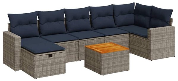 VidaXL 8 részes szürke polyrattan kerti ülőgarnitúra párnákkal