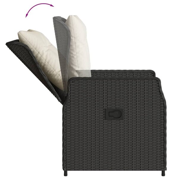 VidaXL 5 részes fekete polyrattan kerti étkezőgarnitúra párnákkal