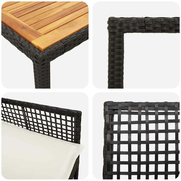 VidaXL Kert étkező szett 3 pcs Fekete polirattan