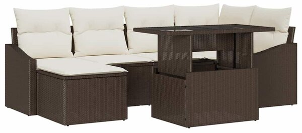 VidaXL Kerti Kanapé Szett párnával 7 pcs Barna és krémszínű