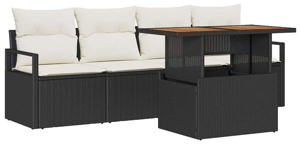 VidaXL Kerti Kanapé Szett párnával 5 pcs Fekete és krémszínű