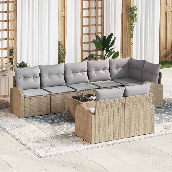 VidaXL Kerti Kanapé Szett 9 pcs Bézs 55 x 55 x 37 cm Poli rattan