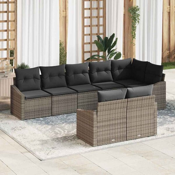 VidaXL Kerti Kanapé Szett 8 pcs Szürke Poli rattan