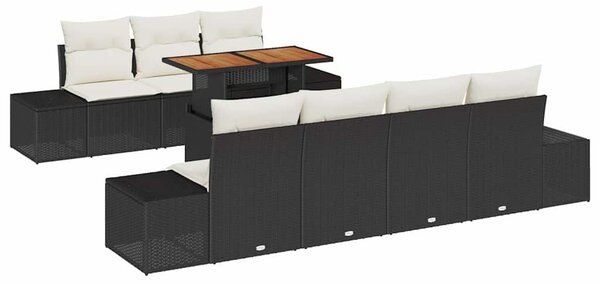 VidaXL Kerti Kanapé Szett 8 db Fekete polirattan