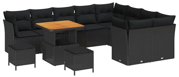 VidaXL Kerti Kanapé Szett párnával tárolóval 12 pcs Fekete