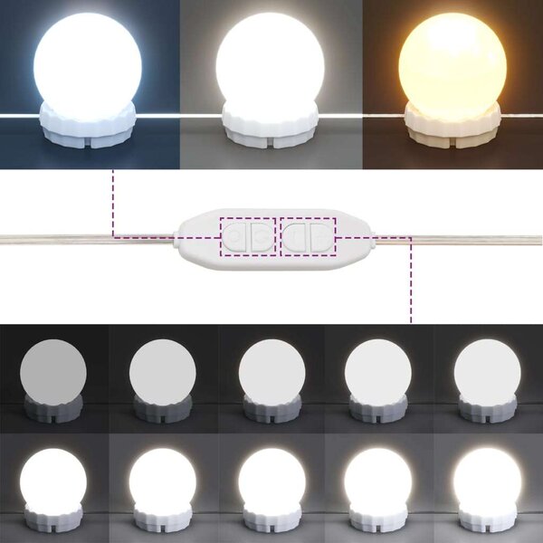 VidaXL LED-es Sminkasztal - Sonoma Szürke - 130x50x132,5cm
