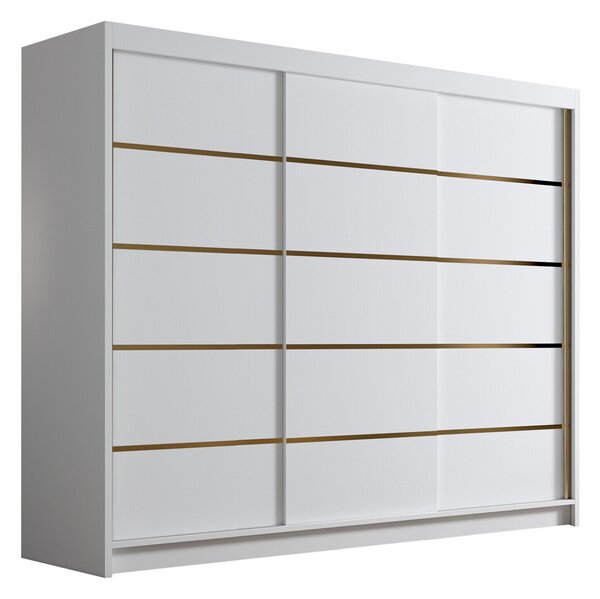 Gardróbszekrény Closico Veltron II, Laminált forgácslap, 215x250x58cm, Fehér