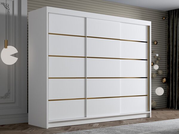 Gardróbszekrény Closico Veltron II, Laminált forgácslap, 215x250x58cm, Fehér