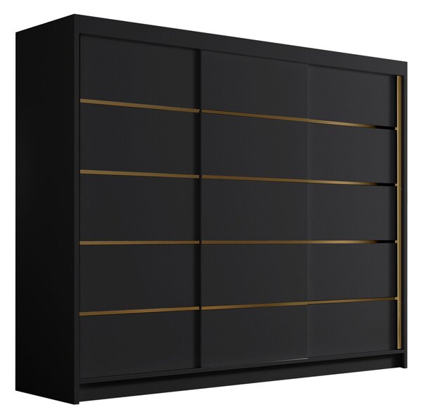 Gardróbszekrény Closico Veltron II, Laminált forgácslap, 215x250x58cm, Fekete