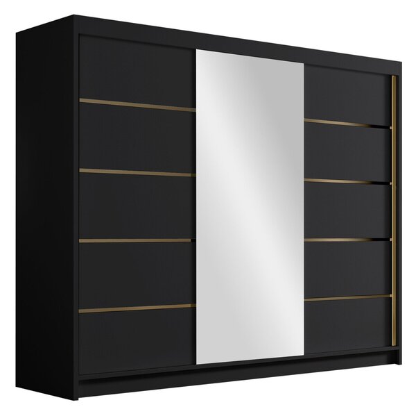 Gardróbszekrény Closico Veltron II, Laminált forgácslap, 215x250x58cm, Fekete