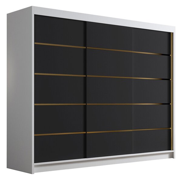 Gardróbszekrény Closico Veltron II, Laminált forgácslap, 215x250x58cm, Fehér, Fekete