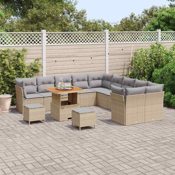 VidaXL Kerti Kanapé Szett 13 pcs Beige és Világosszürke polirattan