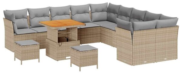 VidaXL Kerti Kanapé Szett 13 pcs Beige és Világosszürke polirattan