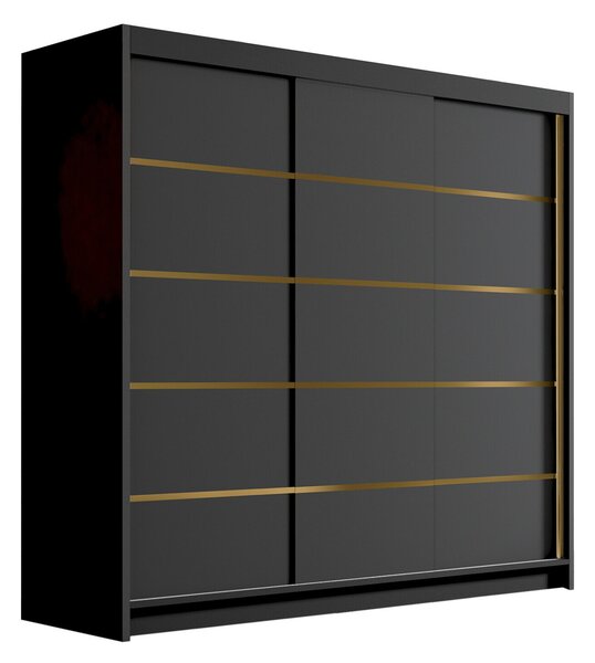 Gardróbszekrény Closico Plenor VI, Laminált forgácslap, 215x200x58cm, Fekete