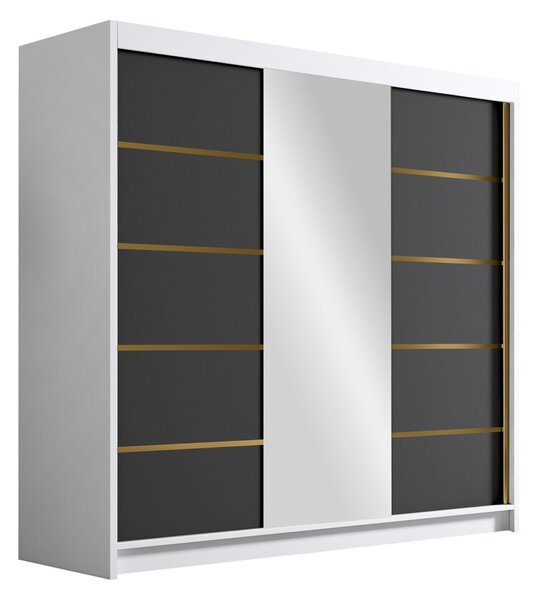 Gardróbszekrény Closico Plenor VI, Laminált forgácslap, 215x200x58cm, Fekete, Fehér