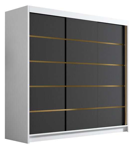 Gardróbszekrény Closico Plenor VI, Laminált forgácslap, 215x200x58cm, Fekete, Fehér