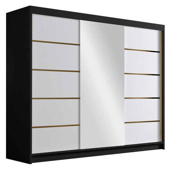 Gardróbszekrény Closico Veltron II, Laminált forgácslap, 215x250x58cm, Fekete, Fehér